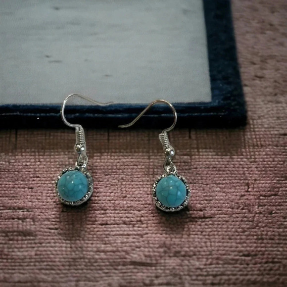 Turquoise Stone Boho Earrings - Picture 6 of 6